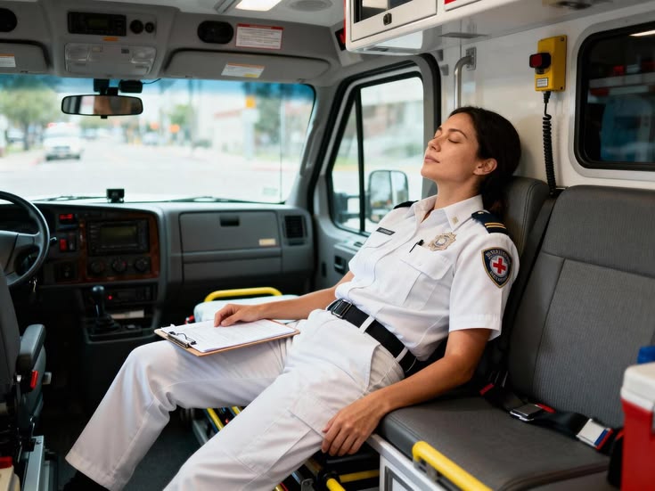 6994e7c350dda_Download Emergency medical technician resting in ambulance after a long shift in the city for free